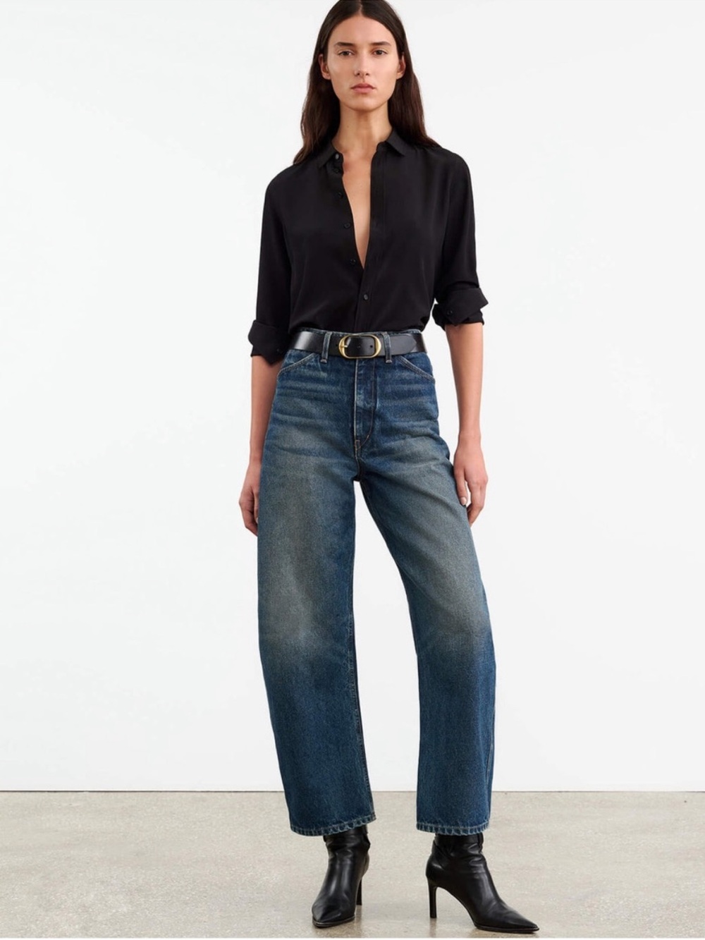 Nili Lotan Otis Barrel Jeans in Simon Wash Size 27